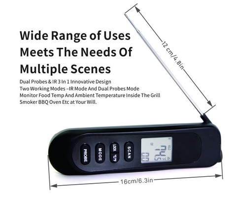 Infrared Foldable Instant Read Digital Thermometer With Extended Wired Probe