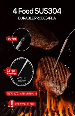 Four Probes Digital Instant Read Bbq Meat Thermometer Bluetooth Wireless Meat Thermometer