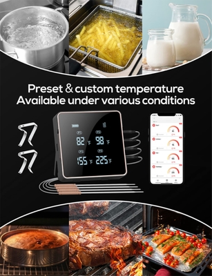 Four Probes Digital Instant Read Bbq Meat Thermometer Bluetooth Wireless Meat Thermometer