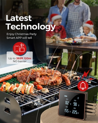 Four Probes Digital Instant Read Bbq Meat Thermometer Bluetooth Wireless Meat Thermometer