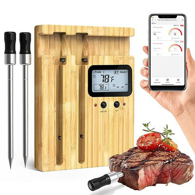 Long Range 165ft Tuya App Remote Smart Bbq Cooking Thermometer Bluetooth 5.0 Wireless Dual Needle Meat Thermometer