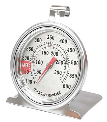 SS Bimetal Oven Meat Thermometer 100 - 600F 2.5" Large Dial Flat Edges