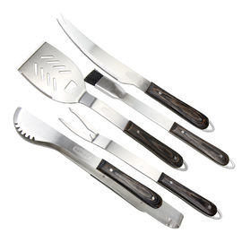 2.5mm Thickness Personalized BBQ Tools , Barbecue Grill Set With Premium Wood Handle