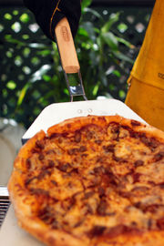 Silver Color Grill Utensil Set , Stainless Pizza Peel With Folding Bamboo Handle