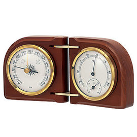 Wooden Frame Barometer Temp Humidity Monitor 262g Weight Hanging Style