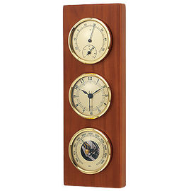 Wooden Frame Barometer Temp Humidity Monitor 262g Weight Hanging Style