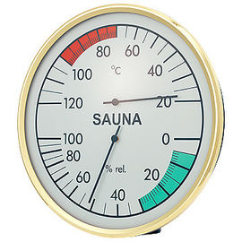 Metal Case Steam Sauna Room Temperature And Humidity Monitor 160mm Diameter