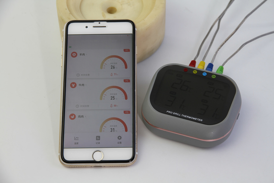 Digital Wireless Grill Thermometer bluetooth remote monitor 4 Probes Grill  Alarm